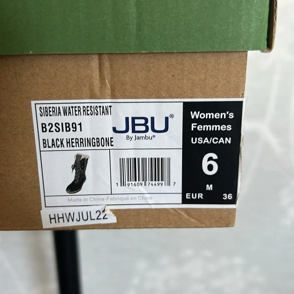 JBU by Jambu Women's Chilly Mid-Calf Boots Faux Leather Faux Fur Lined Size 6